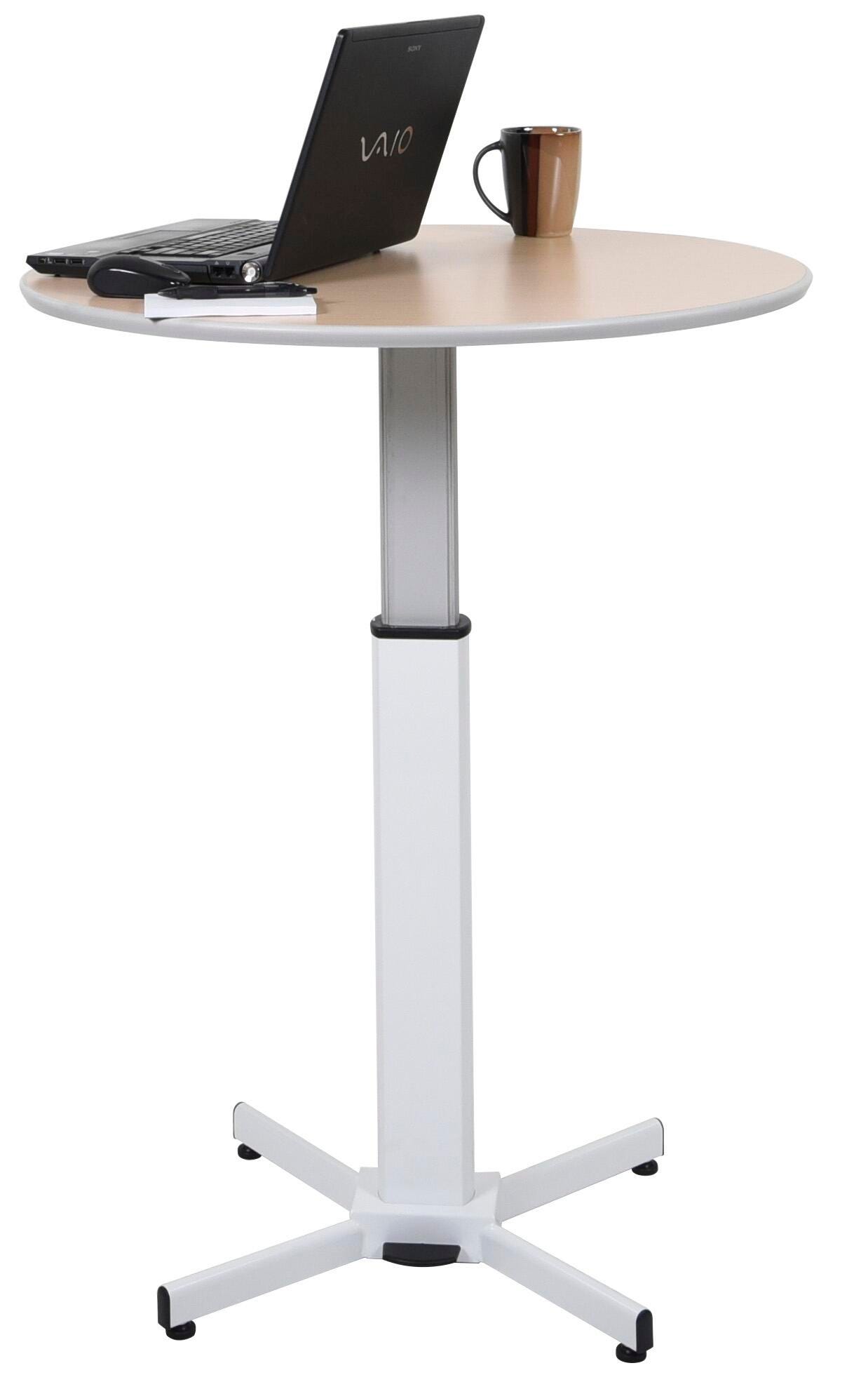Luxor Pneumatic Adjustable Round Pedestal Table, 31-1/2 Dia x 27-1/2 to 42 Inches 1581417